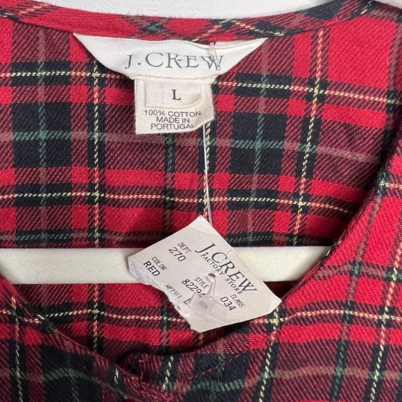 J Crew 100% Cotton Plaid Flannel Onesie Jumpsuit with Drawstring Waist Size L - Picture 3 of 7